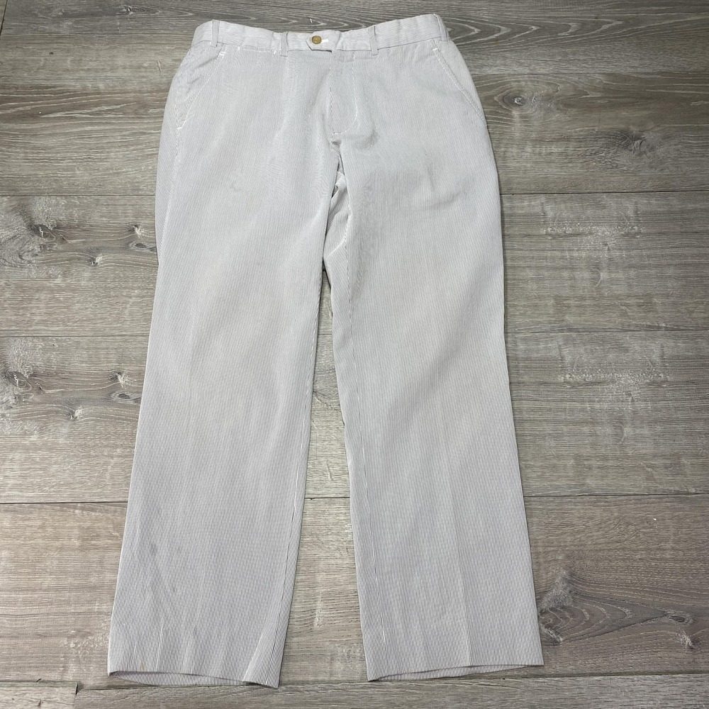 J McLaughlin Pants‎ Mens 32x28 Gray White Stripe Chino Seersucker  Straight Leg